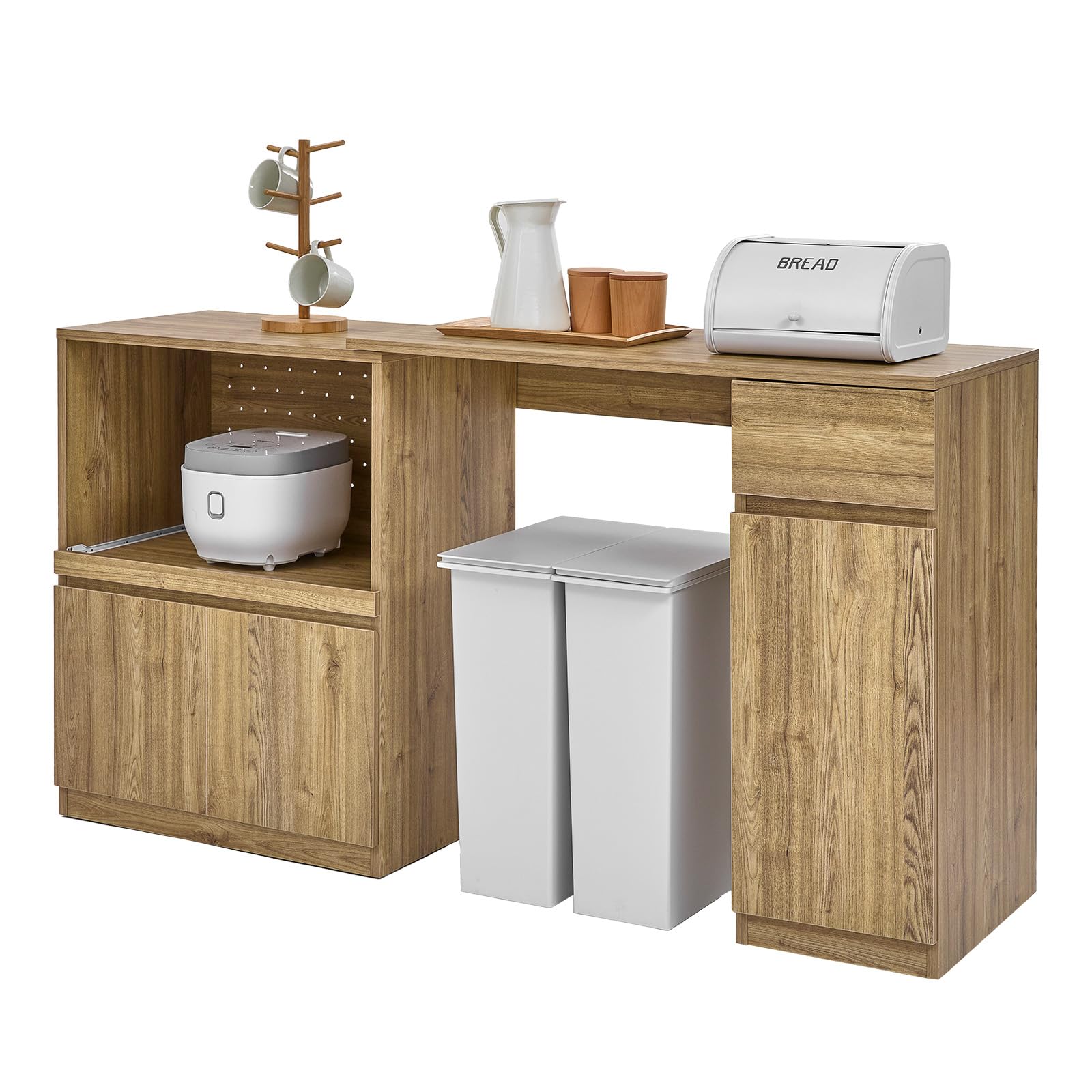 Amazon｜LOWYA ロウヤ キッチンカウンター 食器棚 ロータイプ キッチン